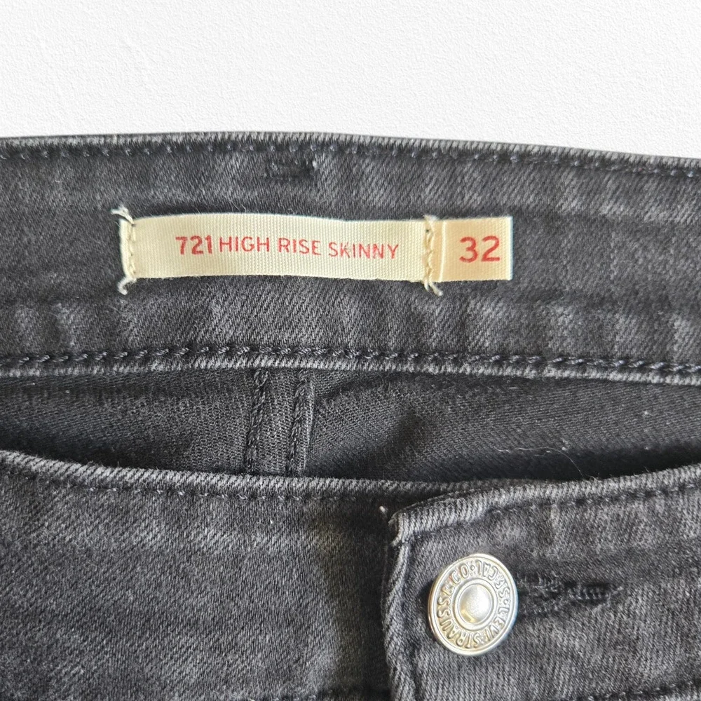 Levi's 721 Skinny Black Charcoal Gray High Waisted Slim Skinny Leg Jeans Size 32